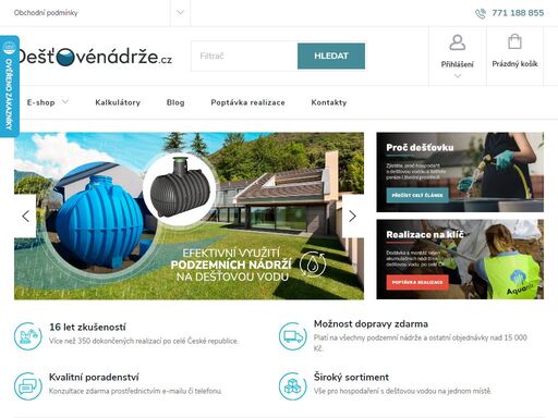 kompletní sortiment pro hospodaření s dešťovou vodou. podzemní i nadzemní nádrže a sudy, čerpací technika, vsakovací moduly, filtrace a příslušenství.