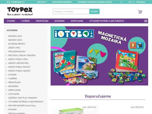 hračky toypex poskytují dětem zábavu i zdravý pohyb, rozvíjejí logické myšlení a tvořivost. posláním společnosti je pomáhat rodičům vytvářet vhodné domácí prostředí podporující celkový rozvoj dítěte.