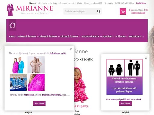 župan je nepostradatelným kouskem do vašeho šatníku - v českých županech od mirianne se budete cítit vždy skvěle.