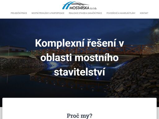 naše společnost se sídlem v pardubicích je výhradně zaměřená na kompletní servis v oblasti mostních staveb. bezpečné mosty jsou naší prioritou.