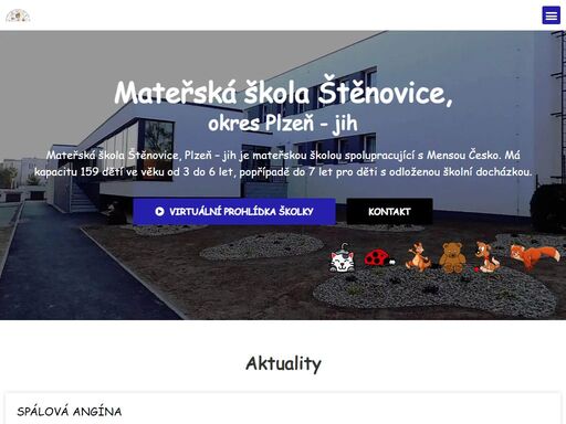 mš štěnovice funguje již od roku 1983. máme kapacitu 159 dětí od 3 do 7 let. k dispozici je 5 tříd s celodenním provozem a stravováním v jídelně.