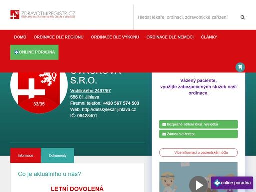 ordinace praktického lékaře mudr. jitka cvrčková se zaměřením na lékařství pro děti a dorost. telefon: +420 567 574 503, adresa vrchlického 2497/57, 586 01 jihl