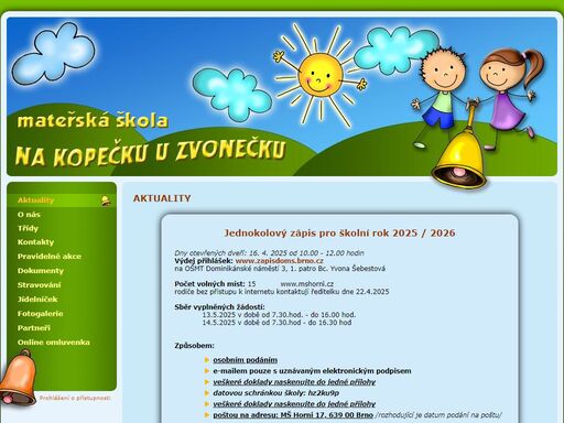 mateřská škola na kopečku u zvonečku, brno, horní 17