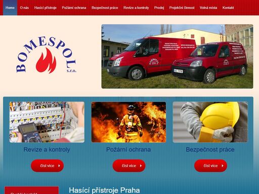 hasící přístroje, požární bezpečnost, revize hasících přístrojů, školení bozp– to vše je společnost bomespol, s.r.o. sídlící ve městě praha.