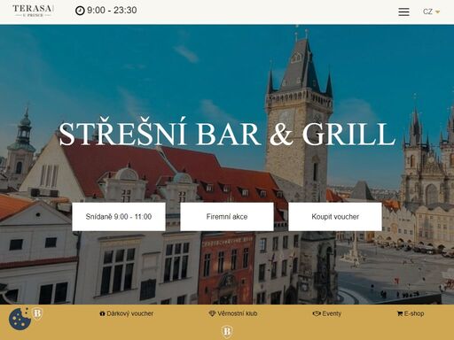 terasa u prince má 2 části. střešní bar&grill #terasauprince a instagramovou vyhlídku na staroměstské náměstí #bubblepointview. díky své lokalitě je ideální pro netradiční setkání, večeře, firemní akce při kterých si vychutnáte i úchvatný výhled na prahu.