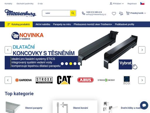 vítejte v našem obchodě. jsme váš on-line market pro řemeslníky, výrobce oken a dveří, servisy a mechaniky. nakupujte kvalitní příslušenství pro okna a dveře, spolehlivé nářadí, nástroje, dílenské vybavení a montážní materiály od meesenburg.

vnitřní i venkovní parapety
vše pro okna a dveře
montážní materiály,…