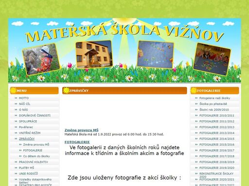 stránky mateřské školy vižňov