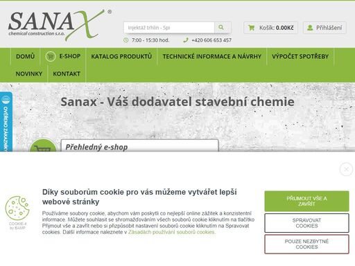 výroba a distribuce materiálů pro sanaci železobetonových konstrukcí, zesilování externě lepenou výztuží, systémy pro sanaci vlhkého zdiva, injektáže.