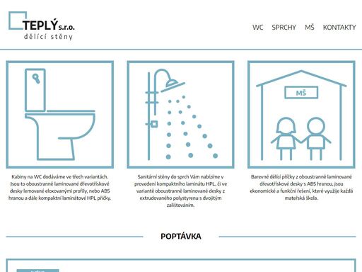 dělící a oddělovací stěny pro wc, sprchy a šatny. dlouholetá zkušenost, desítky realizovaných projektů všech velikostí. zaměření, doprava a montáž jsou samozřejmostí.