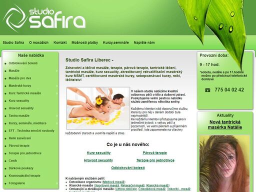 studio safira - zdravotní a léčivé masáže, omlazující masáže, akreditované masérské kurzy, sebepoznávací kurzy, reiki, tantra, rozvoj osobnosti