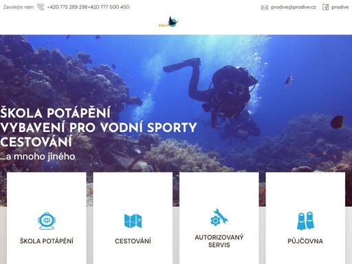 naše firma prodive se zabývá výukou potápění a prodejem, půjčováním i servisem potápěčské výstroje. pořádáme také zájezdy za potápěním do zahraničí.