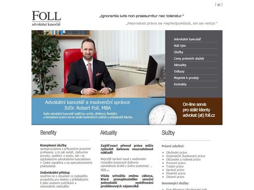 advokátní kancelář a insolvenční správce judr. robert foll, mba - naše advokátní kancelář zajišťuje rychlý, efektivní, flexibilní a komplexní právní servis podle konkrétních potřeb a požadavků klienta.