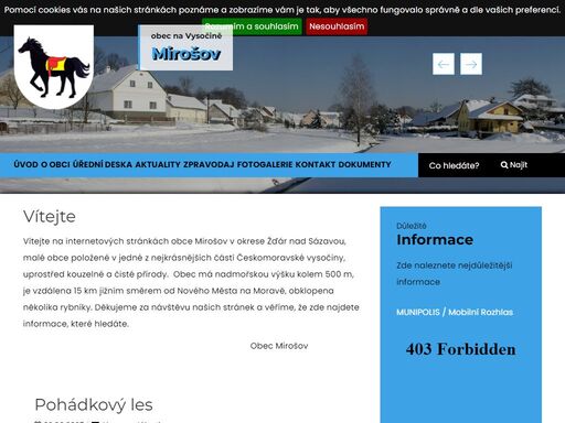 oficiální webové stránky obce mirošov. obce na vysočině