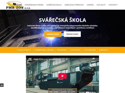 pmb-zos - strojírenská výroba, svářečská škola, vzdělávací středisko. společnost byla založena v roce 2002.