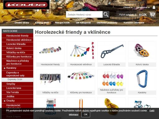 výroba horolezeckých friendů a vklíněnců, prodej horolezeckého vybavení