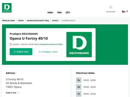 váš prodejnu deichmann u fortny 49/10 ve opava ? otevřít pracovní dobu a ? telefonní číslo ? zobrazit nyní.