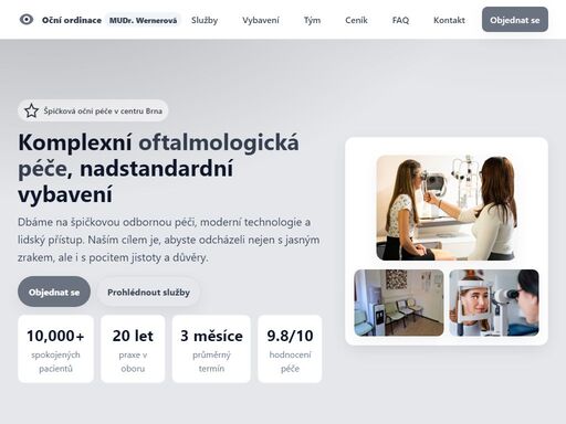 kompletní oční péče: preventivní prohlídky, diagnostika, laserové zákroky, dětská oftalmologie. objednejte se online k mudr. jitce wernerové.