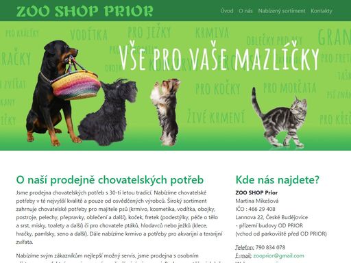 chovatelské pomůcky a krmiva pro vaše mazlíčky za skvělé ceny. více než 30 let zkušeností. poradíme a pomůžeme s výběrem.