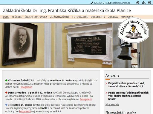 základní škola dr. ing. františka křižíka a mateřská škola plánice - informace pro žáky, rodiče, aktuality a informace ze života školy v plánici.