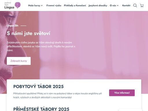 ve zlíně pořádáme jazykové kurzy pro veřejnost, děti a mládež, pomaturitní studium, teddy eddie, pobytové a příměstské tábory. pomůžeme vám s překlady a tlumočením. naše kurzy jsou tu pro všechny, tak se pojďte učit cizí jazyk s námi.