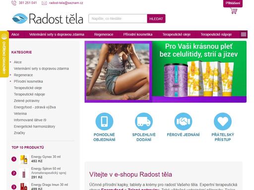 radost těla je internetový obchod. přírodní vitamíny a minerály, kvalitní doplňky stravy, přírodní kosmetika, veterinární přípravky. nakupte výhodně na radosti těla.