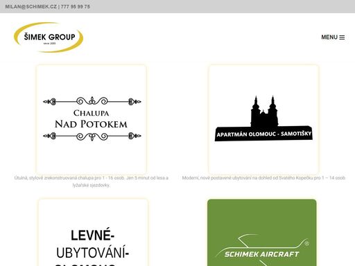 schimek group - krátkodobé i dlouhodobé moderní ubytování v olomouci a stylové ubytování na chalupě v jeseníkách
