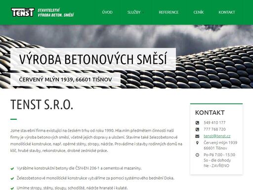 výroba a doprava betonu, betonové směsi a monolitické konstrukce tišnov.beton a betonové směsi jsou vyrobeny podle druhu stavby.