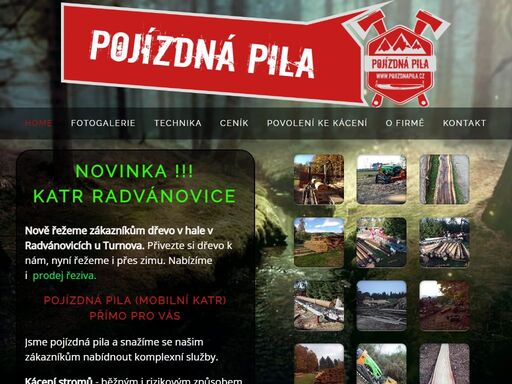 jsme pojízdná pila a snažíme se našim zákazníkům nabídnout komplexní službu. od pokácení stromů, pořez dřeva mobilní kmenovou pásovou pilou přímo u vás doma, odvoz větví, či štěpkování větví.  nově také nabízíme úklid sněhu, shození sněhu ze střech, štípání dřeva pomocí štípačky na dřevo a likvidaci křovin robotickým křovinořezem robogreen.  k naší práci využíváme mobilní kmenovou pásovou pilu serra montana md110. potřebujete atypický rozměr trámu a běžné pily vám ho neuříznou? máte atypický strom, nebo je jen jeden a vy ho potřebujete pokácet?  máte les, který je nutný udržovat? potřebujete pokácet soušky a nevíte, co se dřevem z nich?  s tím vším vám velmi rádi pomůžeme.  zaměřujeme se na běžné i rizikové kácení stromů, pořez dřeva, těžbu, arboristiku, prořez korun stromů, sekání zeleně, údržbu lesních prostor, likvidaci křovin pomocí robotické sekačky s lesní frézou robogreen, štěpkování a mnoho dalšího. z vlastního dřeva vám zpracujeme řezivo z kmenů maximální šíře 110 cm a délky 7 m. 