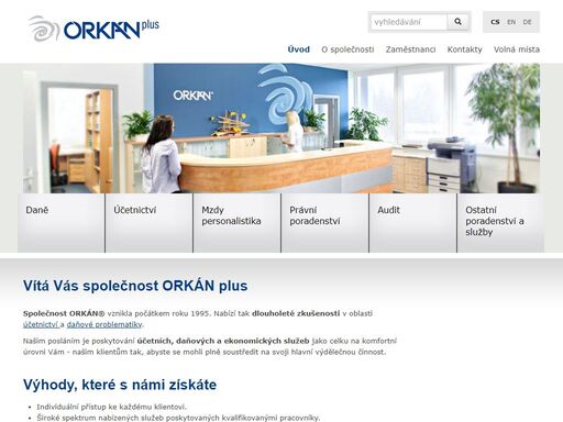 společnost orkán® vznikla počátkem roku 1995. nabízí tak  dlouholeté zkušenosti v oblasti účetnictví a daňové problematiky . našim posláním je poskytování účetních, daňových a ekonomických služeb jako celku na komfortní úrovni vám - našim klientům tak, abyste se mohli plně soustředit na svoji hlavní výdělečnou činnost. výhody, které s námi získáte individuální přístup ke každému klientovi. široké spektrum nabízených služeb poskytovaných...