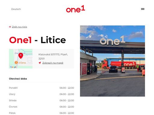 síť 33 čerpacích stanic one1 na česko-německých hranicích v západních a severních čechách.