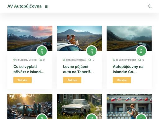 av autopůjčovna nabízí širokou škálu vozidel k pronájmu za přijatelné ceny. ať už potřebujete auto na krátkodobý nebo dlouhodobý pronájem, jsme tu pro vás. s našimi vozy se můžete vydat kamkoliv a kdykoliv. navštivte nás v praze nebo brně a vyberte si auto podle svých potřeb. kvalitní služby a pohodlné vozy jsou u nás samozřejmostí. rezervujte si své vozidlo online ještě dnes! page jeden