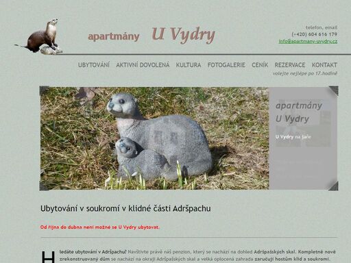 apartmány u vydry - ubytování v soukromí ve zdoňově u adršpachu, telefon: (+420) 604 616 179.