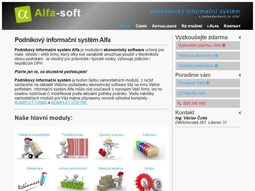 informační systém alfa s nadstandardními funkcemi, ekonomický program s vynikajícím poměrem cena / výkon. komplexní podnikový informační systém.