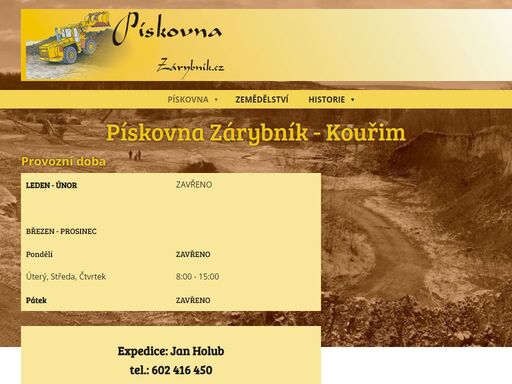 webová prezentace pískovny zárybník - klášterní skalice okr. kolín