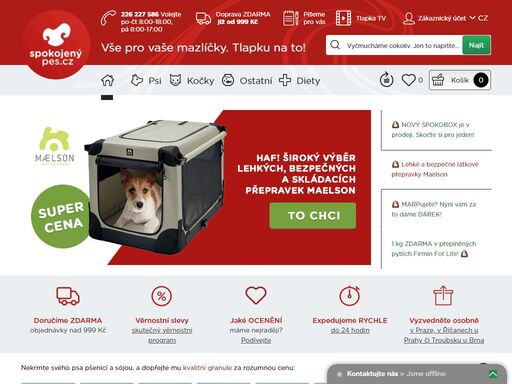 spokojenypes.cz nabízí kvalitní krmiva a chovatelské potřeby pro psy, kočky a zvířecí potřeby pro další domácí mazlíčky. spokojenypes.cz je e-shop nejen pro psy. tlapku na to!