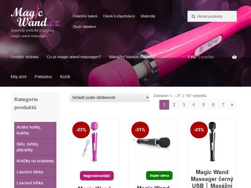 sexshop s největším výběrem masážních hlavic,  masážních výrobků magic wand massager, vibrátory, erotické pomůcky