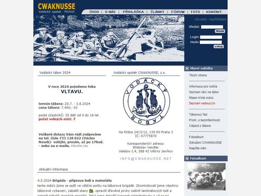 internetové stránky vodáckého sdružení cwaknusse - praha. již přes 20 let pořádáme vodácké tábory pro děti od 9 do 16 let.