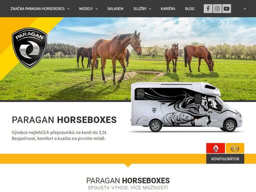 český výrobce nejlehčích přepravníků na koně do 3,5t. bezpečnost, komfort a kvalita na prvním místě - paragan horseboxes.