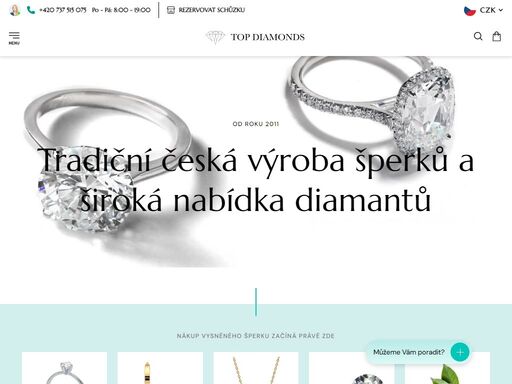 tradiční česká výroba šperků a široká nabídka diamantů