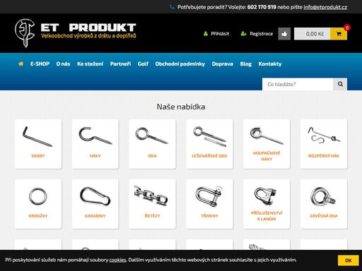 společnost et produkt s.r.o. nabízí spojovací materiál jako jsou háčky, očka, skoby a další produkty. 