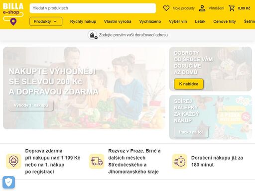 nakupujte na billa e-shopu potraviny online s rozvozem v praze, brně a dalších městech středočeského a jihomoravského kraje s doručením již za 180 minut.