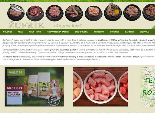 žufrik.cz - vše, co hledáte pro zdravou a přirozenou stravu vašich čtyřnožců  na jednom místě. nejširší nabídka masa, doplňků a příloh. 