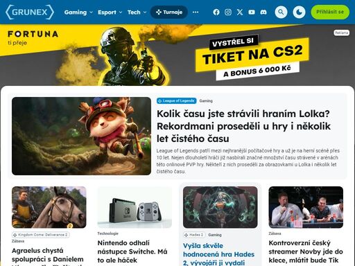 grunex.com je největší česko-slovenský herní portál pro online počítačové hráče. denně přináší zpravodajství ze světa her, komunit, youtube a twitch scény a každý měsíc na grunexu proběhnou desítky online turnajů.