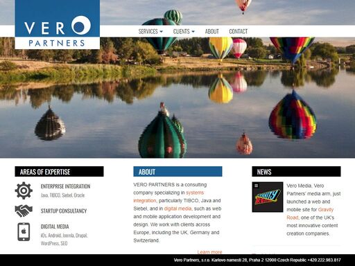 vero partners is a prague, czech republic based consulting group with specialties in tibco, interactive design, and mobile marketing.