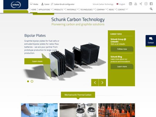 pioneering products, materials as well as customized products made of carbon and graphite from schunk carbon technology. 