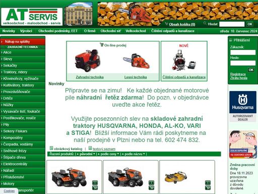 novinky - at servis s.r.o. - internetový obchod - komunální, lesní, zahradní technika, motocykly.