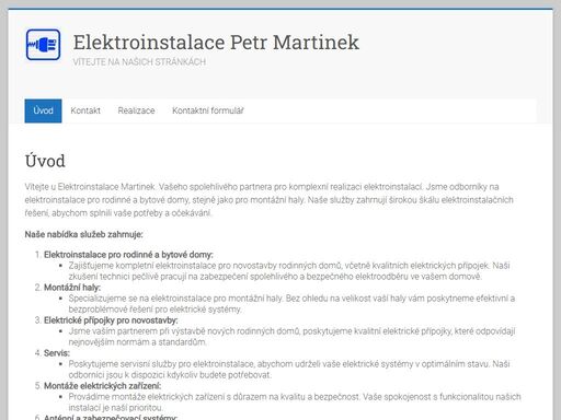 www.elektroinstalacemartinek.cz