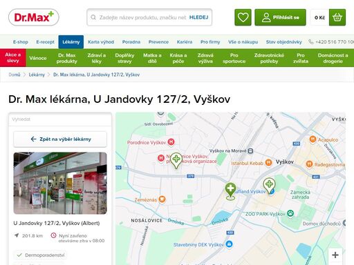 dr. max lékárna, u jandovky 127/2, vyškov | dr. max lékárna