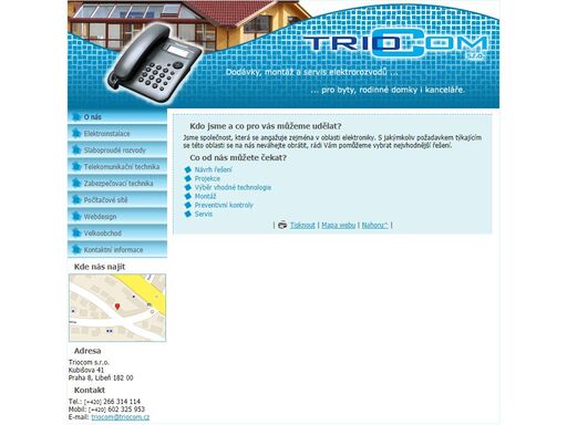 oficiální webové stránky společnosti triocom s.r.o.