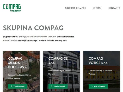 skupina compag zajišťuje pro své zákazníky široké spektrum komunálních služeb, k čemuž využívá nejnovější technologie i moderní techniku a vozový park.